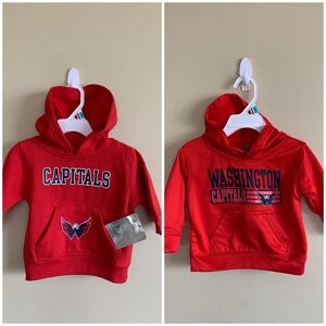 🎉HP🎉New Set of 2 Washington Capitals Hockey Baby Hoodies Red & Navy